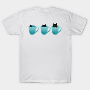 Black Cat Hiding in Mug T-Shirt